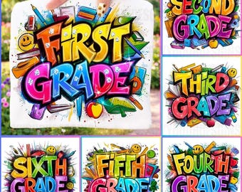 Paquete PNG de grado escolar retro, regreso a clases (descarga digital)