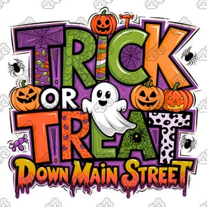 Truco o trato PNG, Halloween divertido PNG, Temporada espeluznante PNG, Halloween PNG, Sublimación de Halloween Doodle para camiseta, Halloween retro PNG