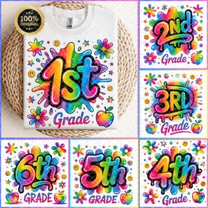 School Grade Bundle PNG,  Back to School Bundle, Kindergarten, School Grade Level, Happy First Day Of School, School Png, Retro School