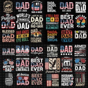 Father Day 90+ PNG Bundle, Dad Life Designs, Funny Dad Quotes PNG, Patriotic Dad Shirt Design, Father Gift Digital Download, USA Sublimation