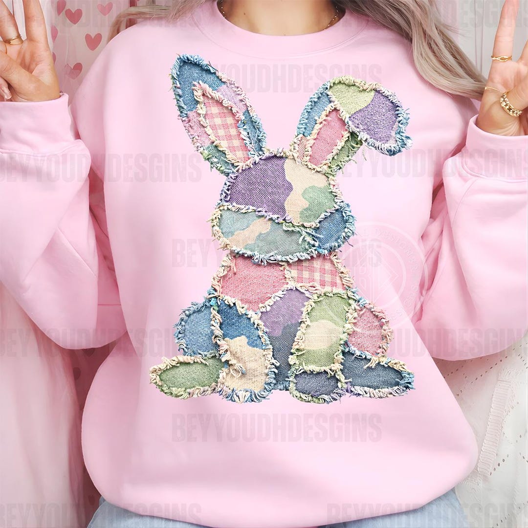 What Bunny Rabbit Camaflouges Patchwork Easter Bunny PNG, Frayed Stitch Camouflage Rabbit, Easter ...