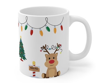 Cute Reindeer Coffee Mug Christmas Coffee Mug 11oz Ceramic Coffee Mug Christmas Gift Coffee Mug Coffee Lover Mug