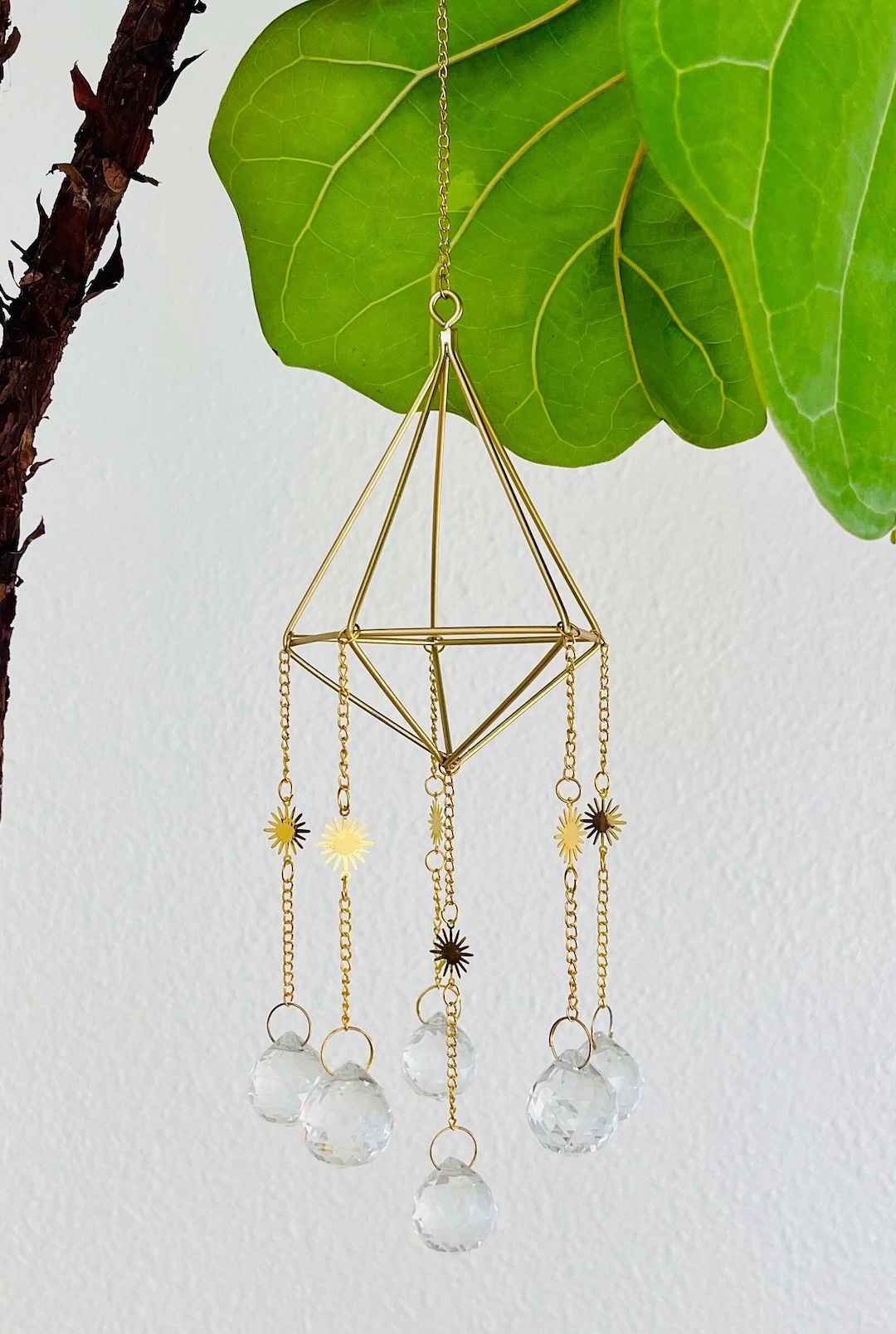 Hanging Crystal Suncatcher / Air Plant Holder / Rainbow Maker Etsy