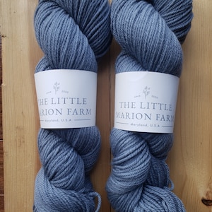 Evening Song - 4-ply 100% non-super wash worsted merino yarn. 100g, 218 yards, blue gray. Soft 20.5 micron.