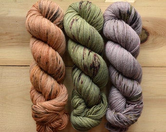 The Vintages - Copper sage mauve set of 3 skeins, 65 per cent super  fine alpaca 35 per cent extra fine merino sport weight 100g 328 yards.