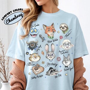Retro Comfort Colors® Zootopia Signature Sketch Shirt, Judy Hopps Nick Wilde Zootropolis Tee, WDW Disneyland Family Matching Trip Shirt image 3