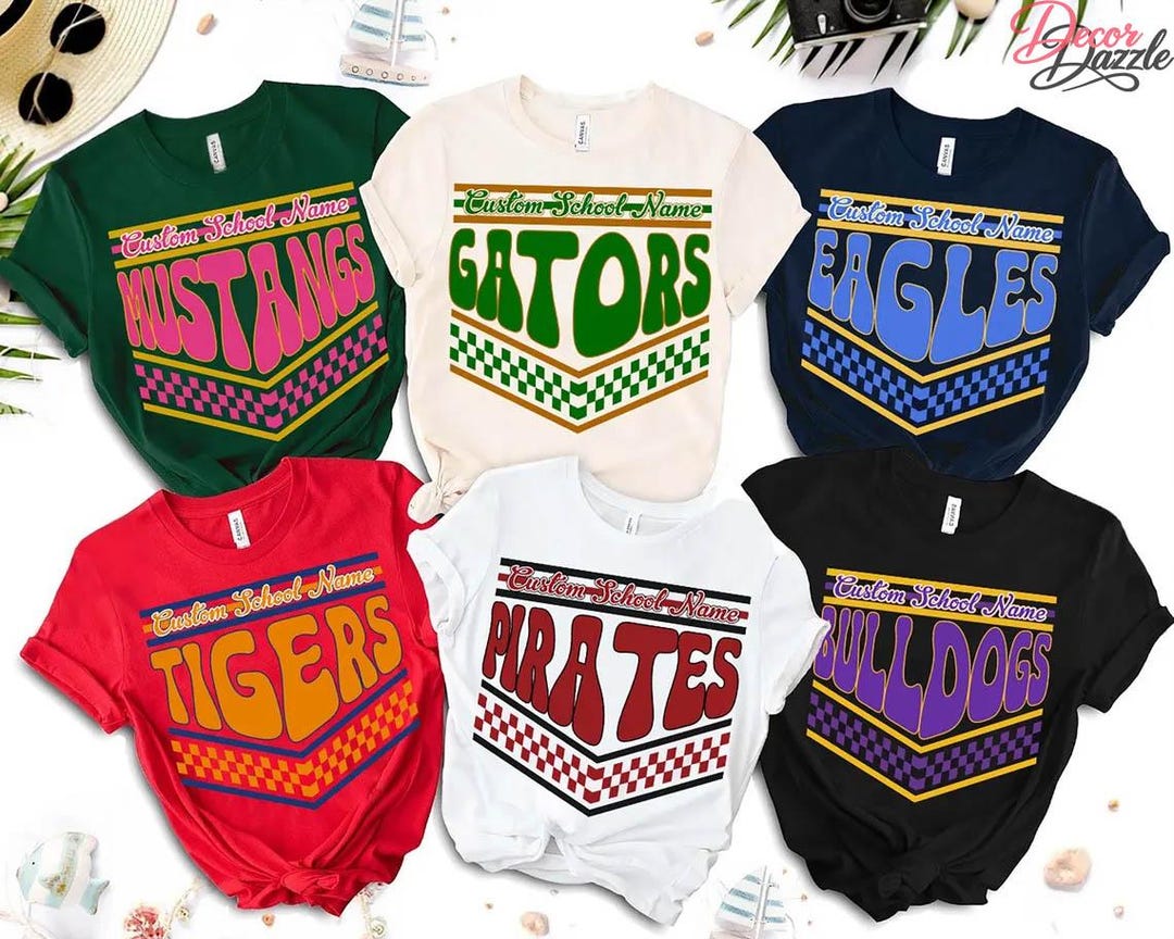 Custom Retro Checkerbox Mascot Shirt, School Spirit Graphic Tee ...