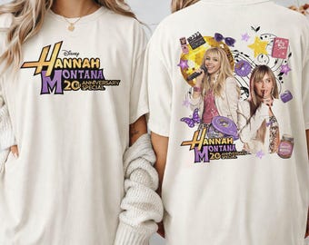 Camiseta retro del 20 aniversario de Hannah Montana, camiseta Comfort Color de la estrella de Disney Channel, celebración del 20 aniversario, viaje a Magic Kingdom y Disneyland 2026