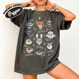 Retro Comfort Colors® Zootopia Signature Sketch Shirt, Judy Hopps Nick Wilde Zootropolis Tee, WDW Disneyland Family Matching Trip Shirt image 4