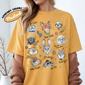 Retro Comfort Colors® Zootopia Signature Sketch Shirt, Judy Hopps Nick Wilde Zootropolis Tee, WDW Disneyland Family Matching Trip Shirt image 7