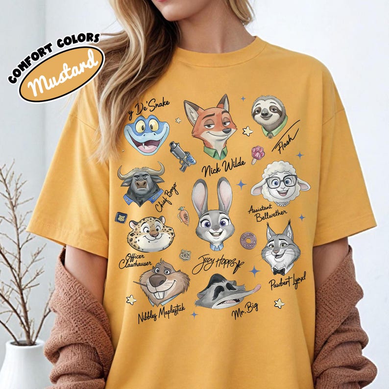 Retro Comfort Colors® Zootopia Signature Sketch Shirt, Judy Hopps Nick Wilde Zootropolis Tee, WDW Disneyland Family Matching Trip Shirt image 7