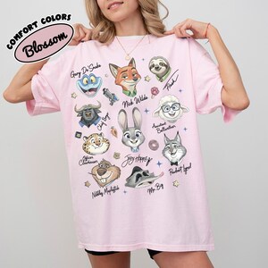 Retro Comfort Colors® Zootopia Signature Sketch Shirt, Judy Hopps Nick Wilde Zootropolis Tee, WDW Disneyland Family Matching Trip Shirt image 2