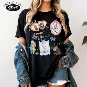 Coquette Rosetter Akvarell Frost T-shirt, Retro Elsa & Anna Prinsessa T-shirt, Olaf Sven, Vintage Magic Kingdom Disneyland Familjeresa T-shirts bild 8