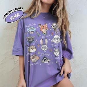 Retro Comfort Colors® Zootopia Signature Sketch Shirt, Judy Hopps Nick Wilde Zootropolis Tee, WDW Disneyland Family Matching Trip Shirt image 10