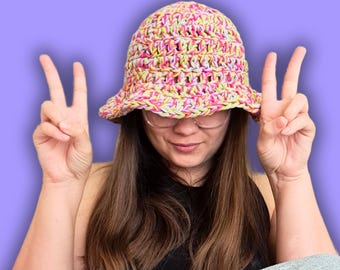 Modello per cappello a secchiello all'uncinetto / Cappello da sole facile da realizzare in un'ora con 3 fili (download digitale)
