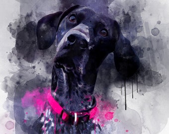 Pet Portrait Painting, Watercolour Pet Drawing, Pet Memorial Gift, pet illustration, pet loss gift, pet portrait from photo, pet wall art