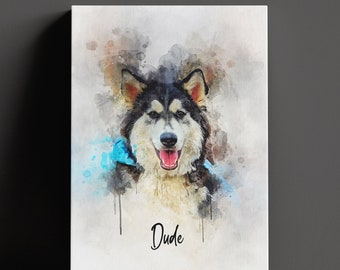 Pet Portrait Painting from Photo, pet loss gift, pet illustration gift, Watercolour Pet Drawing, Custom Pet Memorial Gift for Mum/Dad/Friend