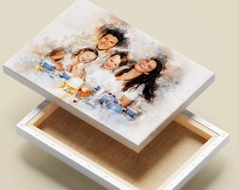 Personalised Family Portrait Watercolor Print from Photo gift my dear family Gift from Wife, Dad gift from daughter, First Fathers Day Gift,