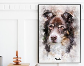 Beautiful  Custom Watercolor Pet Portraits,Pet Loss Memorial,Dog Sympathy,Pet Memorial Portrait from Photo,Pet Remembrance Gift,Gift Dog Mom