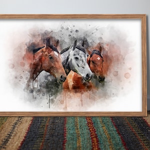 Horse wall art,custom horse portrait,Horse decor,Horse lover gift,Horse watercolor,Gift for horse lover,Horse portrait,Horse canvas print