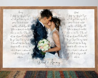 Custom wedding Vows, unique wedding vows, Vow Renewal, His and Her Vows, Bride & Groom vows, Portrait and Vow, wedding vow art canvas print