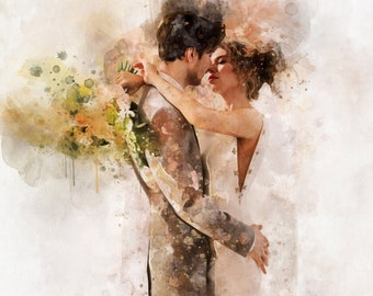 Fast gift my husband, personalised gift for my husband, custom potrait from photo, photo print for husband  Personalized Watercolor Portrait