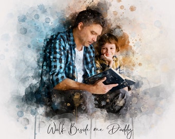 Personalized Fathers Day Print Watercolor Father Art Gift from Wife, Dad gift from daughter, First Fathers Day Gift ,Wall Art, Birthday Gift