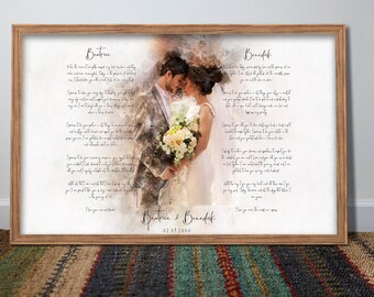 Vows art, unique wedding vows,Vow Renewal, Custom wedding Vows, His and Her Vows, vows for him, Bride & Groom vows, Couple Portrait and Vow