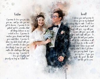 His and Her Vows for husband Vows art gift, unique wedding vows for husband wife, Custom wedding Vows canvas, Couple Portrait and Vow print