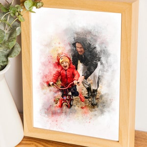 Fast gift my mum,personalised gift for my mum,custom potrait from photo,Family photo print,Mothers Day Gift Personalized Watercolor Portrait image 6