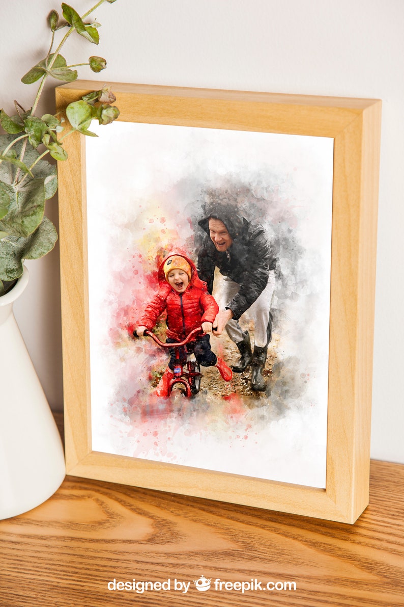 Fast gift my mum,personalised gift for my mum,custom potrait from photo,Family photo print,Mothers Day Gift Personalized Watercolor Portrait image 6