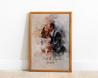 wedding portrait paint from photo wedding 1 year anniversary gift couple special gift for husband valentines day gift print for boyfriend