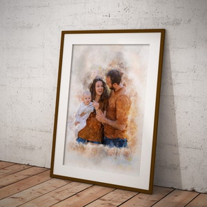 Fast gift my mum,personalised gift for my mum,custom potrait from photo,Family photo print,Mothers Day Gift Personalized Watercolor Portrait image 8