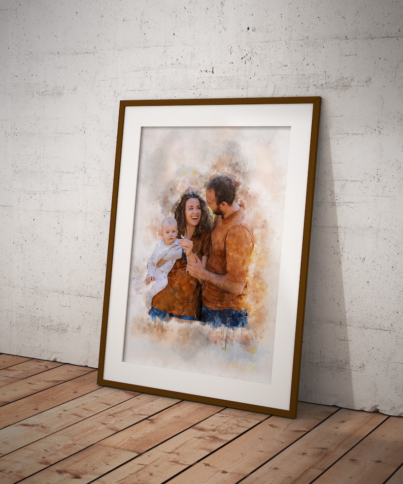Fast gift my mum,personalised gift for my mum,custom potrait from photo,Family photo print,Mothers Day Gift Personalized Watercolor Portrait image 8