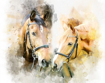 Horse wall art,Horse decor,Horse lover gift,Horse watercolor,Gift for horse lover,Horse portrait,Horse canvas,personalized horse potraits,