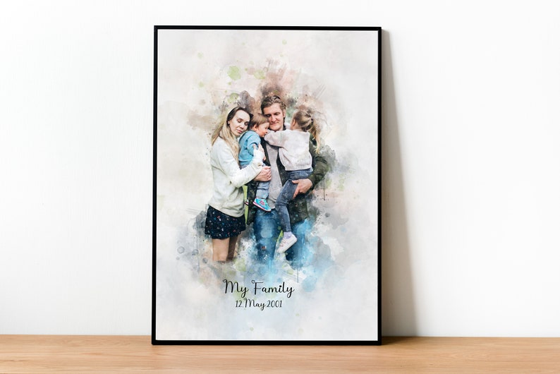 Fast gift my mum,personalised gift for my mum,custom potrait from photo,Family photo print,Mothers Day Gift Personalized Watercolor Portrait image 7