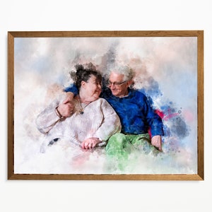 Fast gift my mum,personalised gift for my mum,custom potrait from photo,Family photo print,Mothers Day Gift Personalized Watercolor Portrait image 5