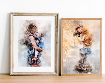 Custom Watercolor Portrait,Custom Portrait From Photo, Personalized Gift For Her,best gift for lover,unique gift for lover,gift for cat mom