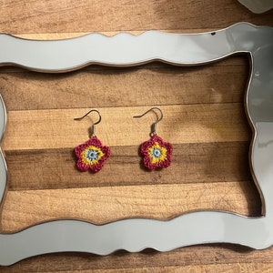 Pride Flag Flower Crochet Earrings: Lesbian, Bisexual, Pansexual