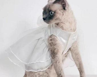 Dog wedding dress, designer dog clothes, CAT wedding dress, girl dog clothes, Pet collar, Cat Necklace, Cat collar, handmade wedding dress