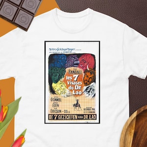 7 Faces of Dr. Lao Movie Poster T-Shirt of classic movie shirt for Halloween Short-Sleeve T-Shirt for Movie Lover Shirt Gift for trick treat