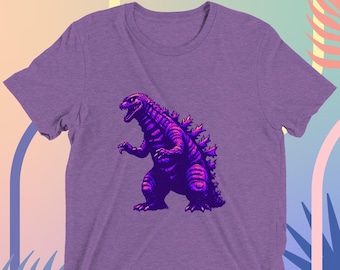Cyberpunk Godzilla T-Shirt, Japanese Synthwave King of Monsters