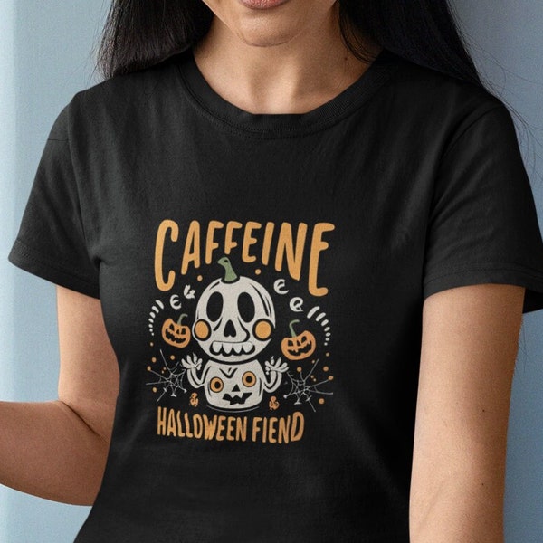 Caffeine Fiend ghost coffee shirt iced coffee shirt ghost coffee lover gift Funny Halloween tee halloween tshirt top spookie T shirt fall