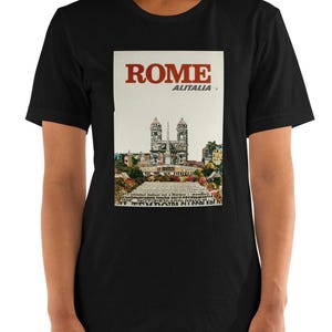 Rom Italienisch Unisex T-Shirt Vintage-Stil-Postkarte-Design-Shirt, wenn in Rom Reise Wertschätzung Tshirt für Urlaub Italien
