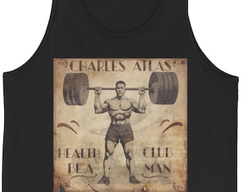 Charles Atlas Health Club Tank Top for Exercise tank top for Gym unisex workout tank top for weightlifting tank top for bodybuilders gym top