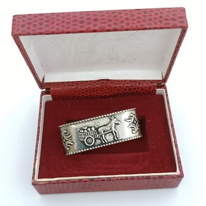 Servilletero vintage portugués de plata de ley 925, burro, caja original