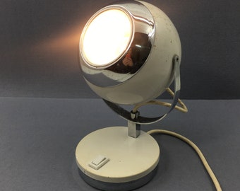 Vintage Retro Space Age Tischlampe Schreibtischlampe Weiß emailliertes Chrom Sputnik Licht Sammlerstück