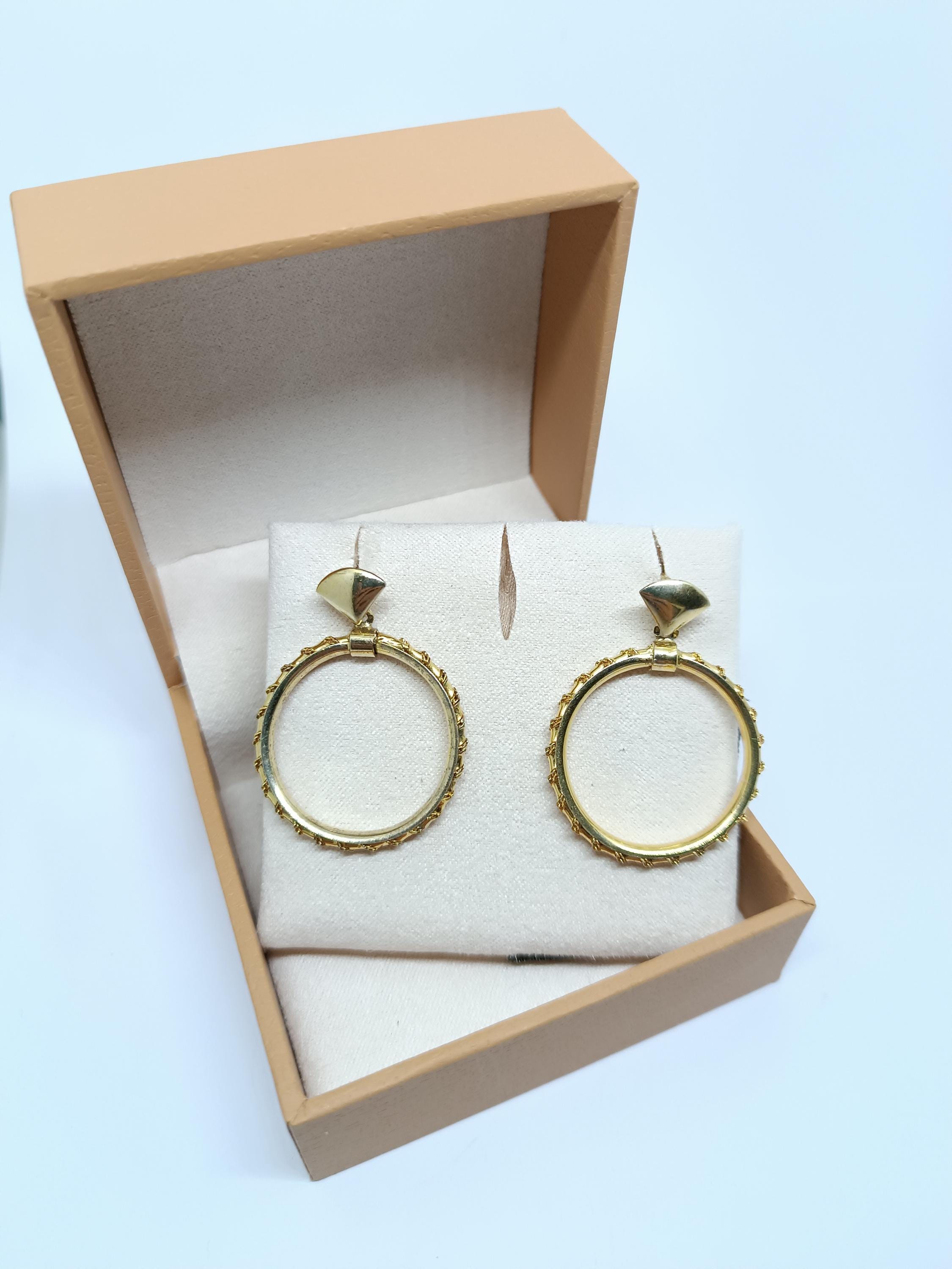 Golden Sterling Silver Hoop Earrings, Drop Earrings