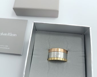 Original Calvin Klein Triple Ring Accesorios Joyería / Color plata oro y cobre / tamaño 8