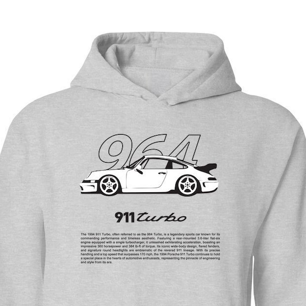 911 Turbo Legendary 964 Turbo Hoodie Sweater Pullover for Car Lovers